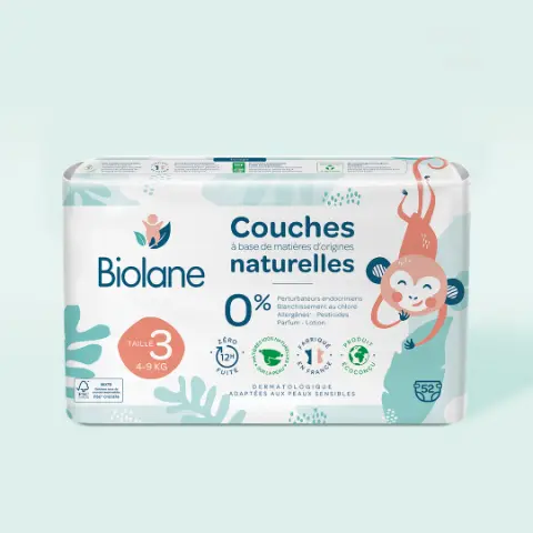 Biolane - Органические подгузники для малышей 4-9 кг 52 шт Размер 3