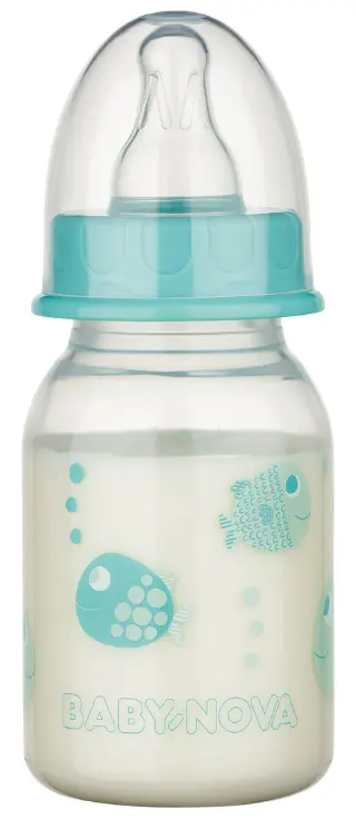 Baby Nova - Бутылочка с силиконовой круглой соской 0-24 месяца - 120 мл