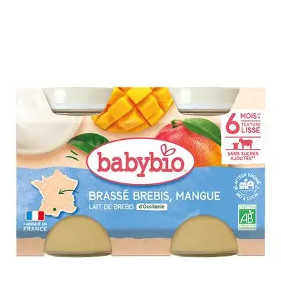 Babybio French yogurt with sheep's milk and mango, 6 months, 130g x 2 pcs