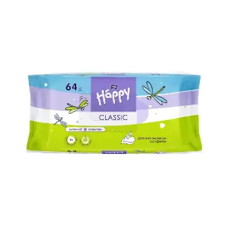 Детские влажные салфетки "Классические", 64 шт. 1601 Bella Happy